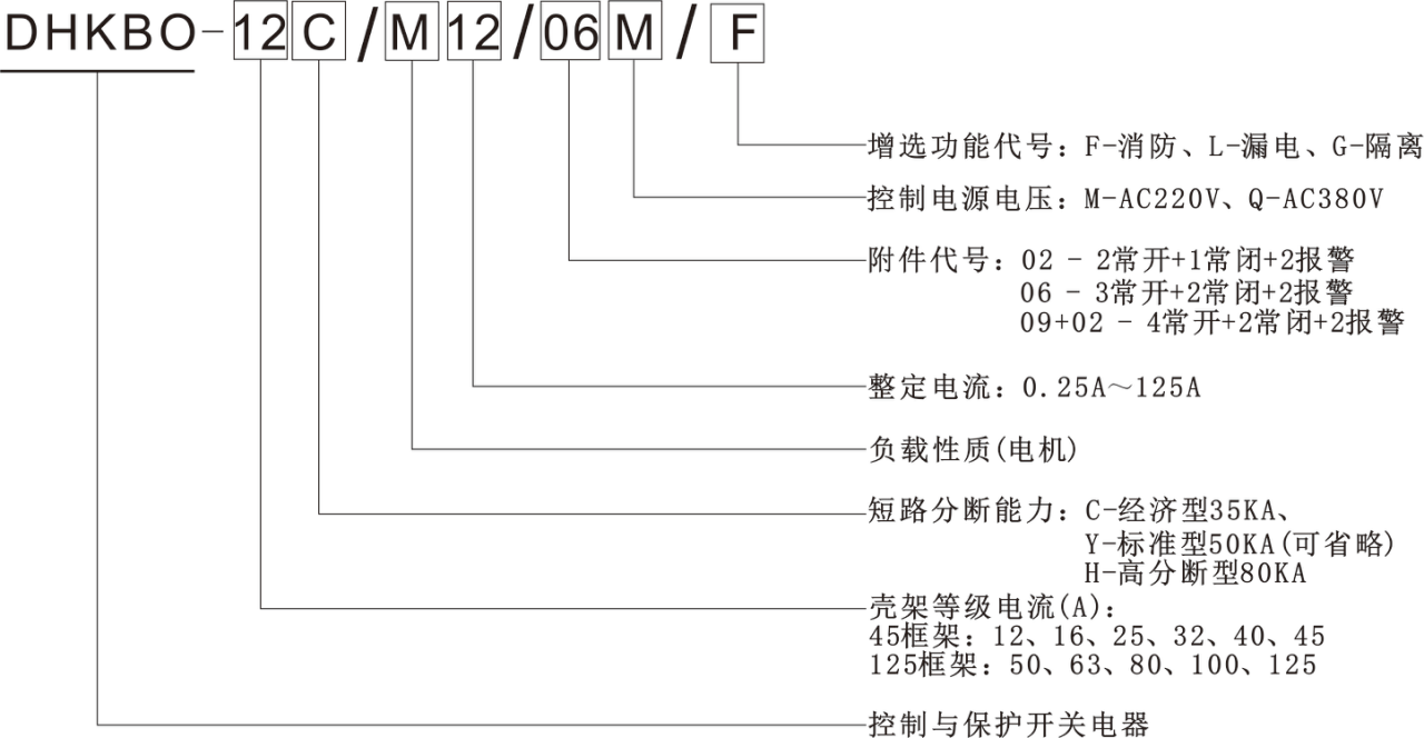 控制与保护开关型号说明